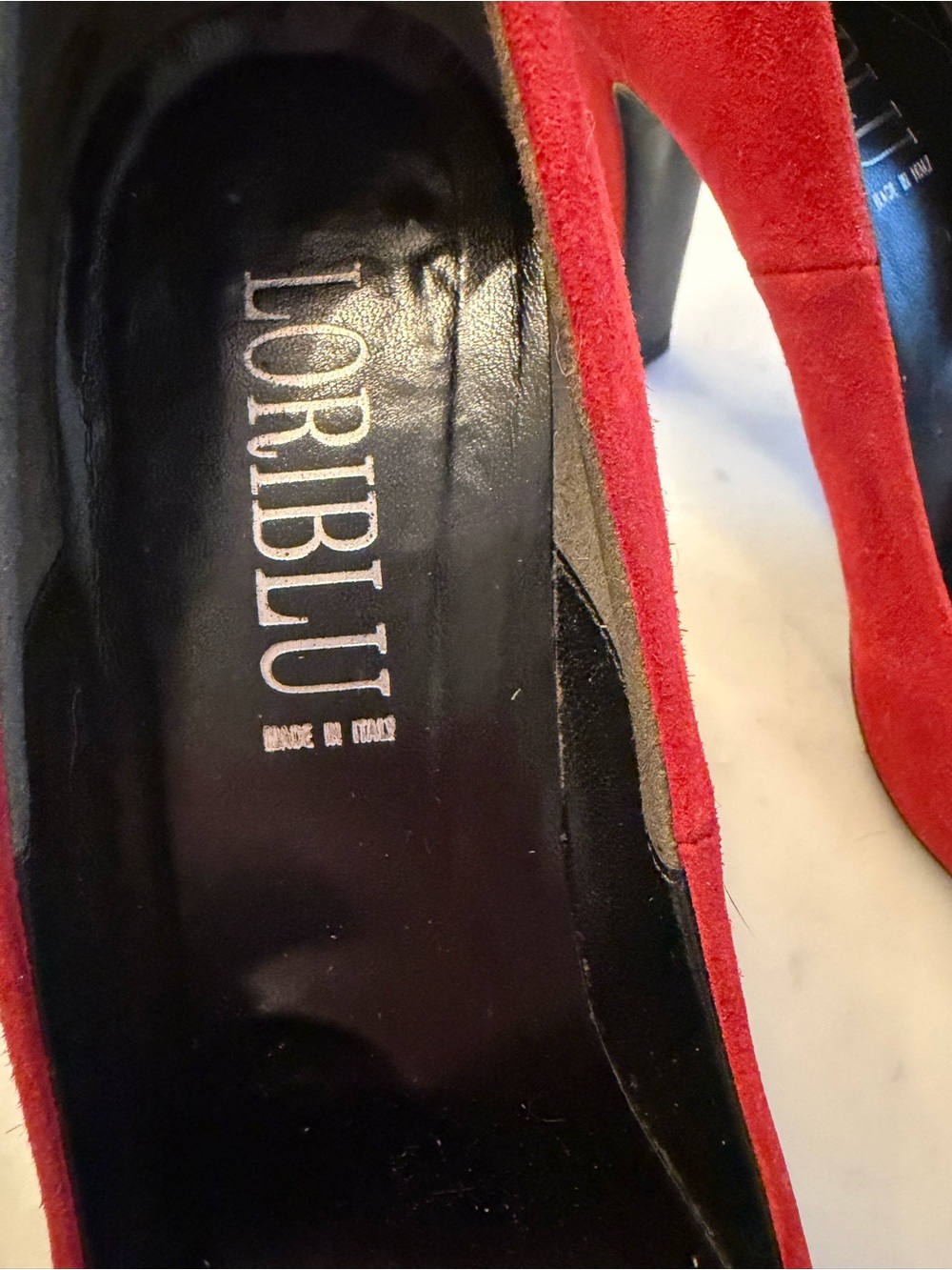 loriblu luxury Italian Designer Red‎ Suede Heels Size 38 - Picture 9 of 16